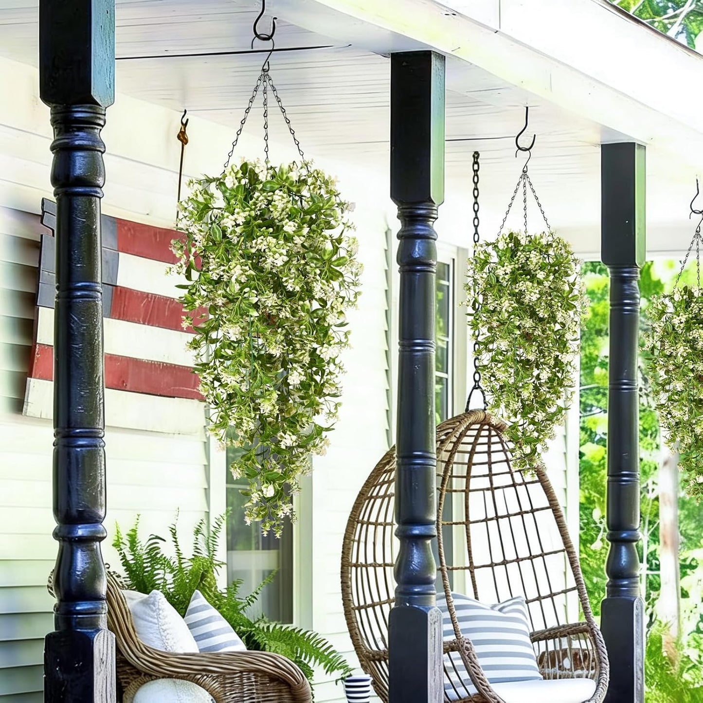 Waipfaru 4Pcs Fake Hanging Plants 2.7ft Fake Plants Eucalyptus Leaves UV Resistant Fake Vines Ivy Artificial Plants Outdoor Faux Plants Indoor Bedroom Living Room Boho Wall Porch Shelf Decor