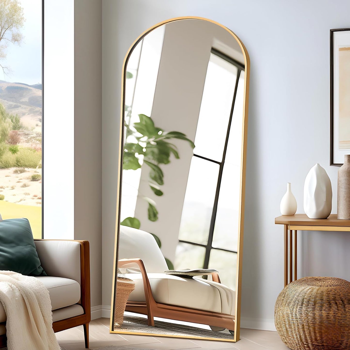 NicBex Full Length Mirror with Stand, 56"x19" Aluminum Alloy Frame Floor Mirror, Black, Shatter-Proof Glass - Free Standing, Leaning Against Wall or Wall-Mounted, for Bedroom Living Room Dressing Room