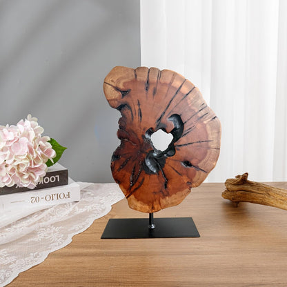 Irregular Handcarved Root Wood Sculpture, Wood Tabletop Abstract Standing Sculpture for Home Decor Natural Edge Tabletop Statue Tree Stump - Small (W7.75in x H11in)