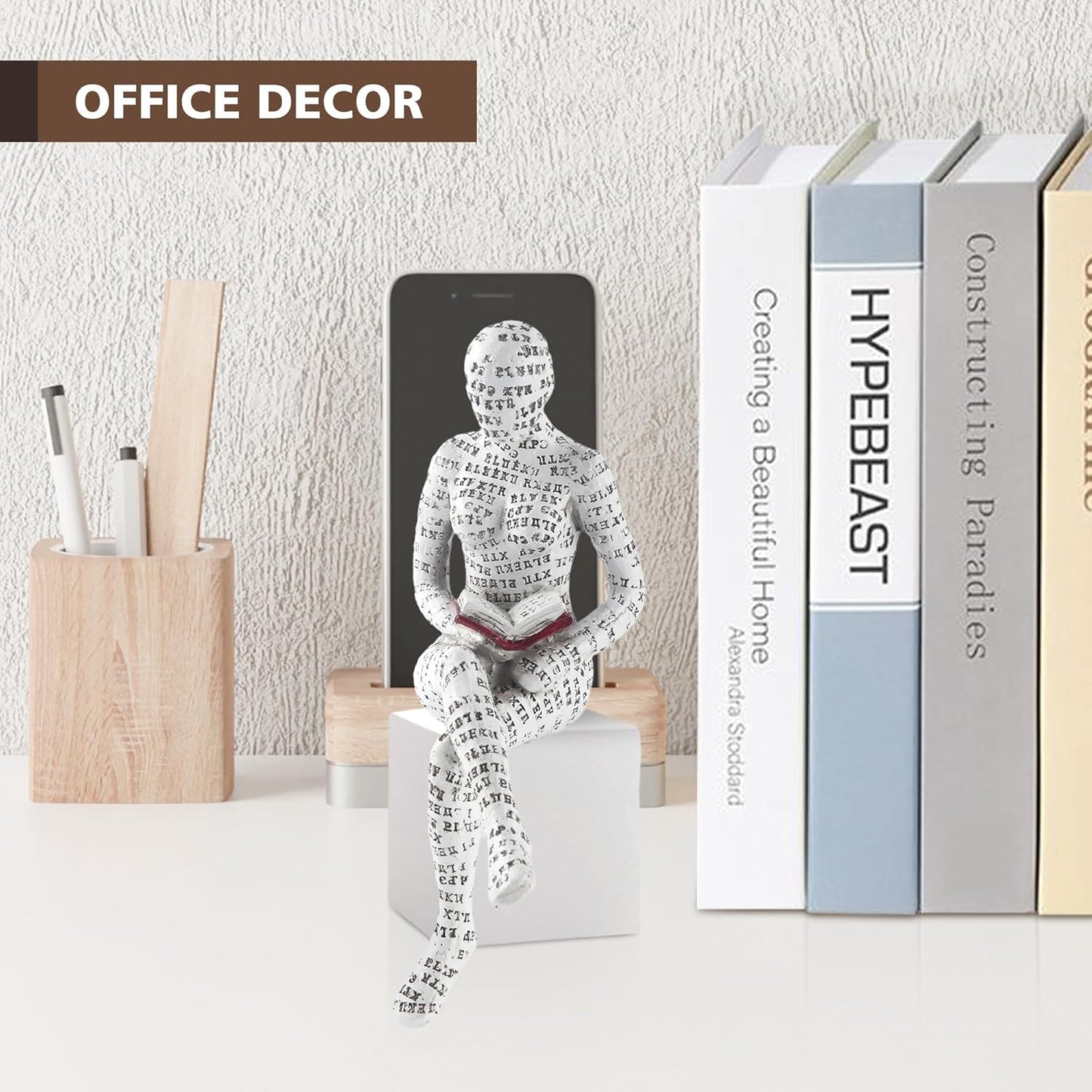 GRAPMKTG Home Decor Pulp Reading Women Thinker Statue Aesthetic Sculpture Room Decor Modern Abstract Decoration on Shelf Table Desk for Living Room Office Bedroom A