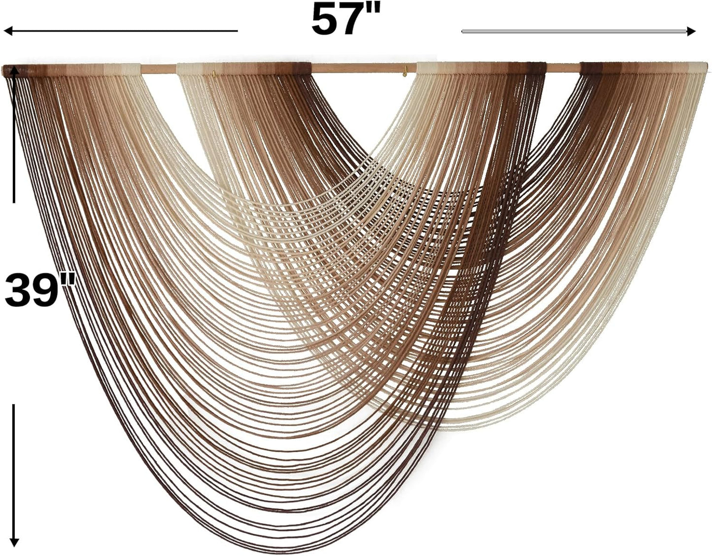 Flber Macrame Wall Hanging Boho Wall Decor Tapestry Dip Dyed Ombre Moss Green Handmade Wall Art Woven Cotton Rope Backdrop with for Bedroom Living Room, 57" W x 39" L