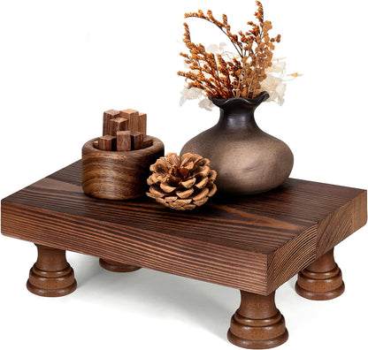 EOSAHR Farmhouse Riser for Room Decor : Decorative Pedestal Stand For Display Your Home Decorations and Uniquely Soap Stand - Rustic Bathroom Counter Tray and Kitchen Decor (Natural Wood)