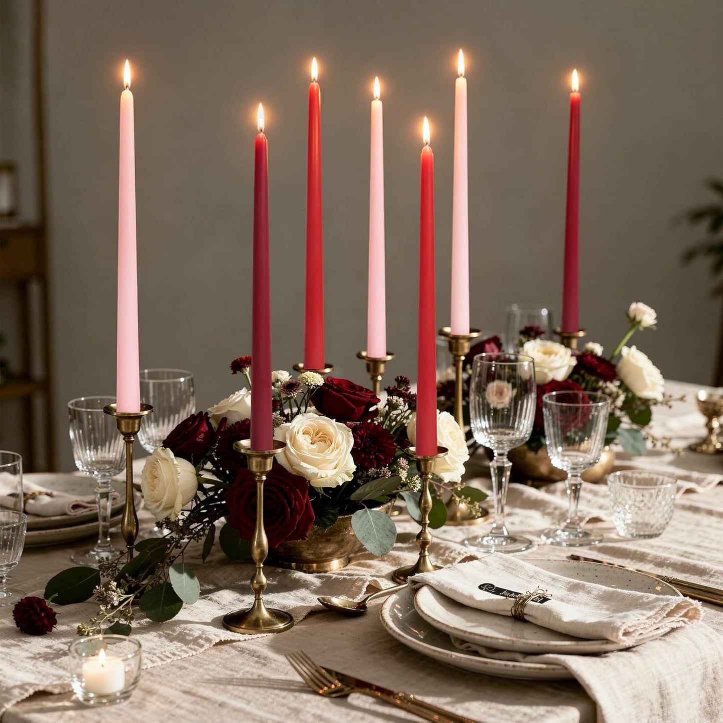 Viyffo Taper Candles, 12 Inch, 12 Pack, Brown – Unscented, Smokeless Design, Up to 8-Hour Burn – Tall Candlesticks for Table Decor, Weddings & Dinners