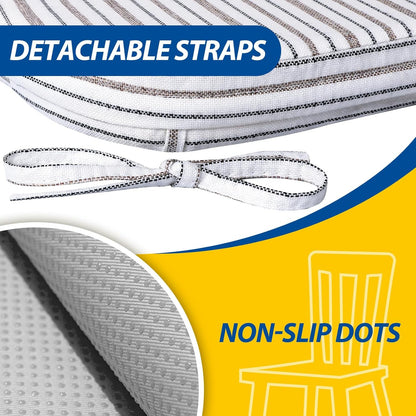 AAAAAcessories D-Shaped Chair Cushions, 2" Thick Dining Chair Pads with Ties and Removable, Machine-Washable Cover, 17" x 16", Set of 4, Oatmeal Beige - Colors B