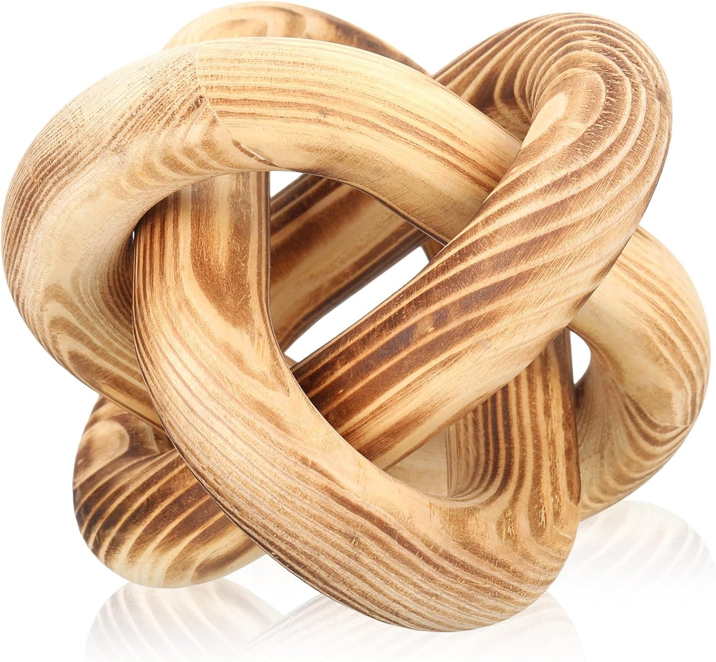 Yalikop 3 Link Wood Knot Decor Rustic Home Décor Accents Hand Carved Coffee Table Decoration, Boho Chain Link Decoration, Modern Shelf, Rustic Objects for Home Living Room Bedroom(White)