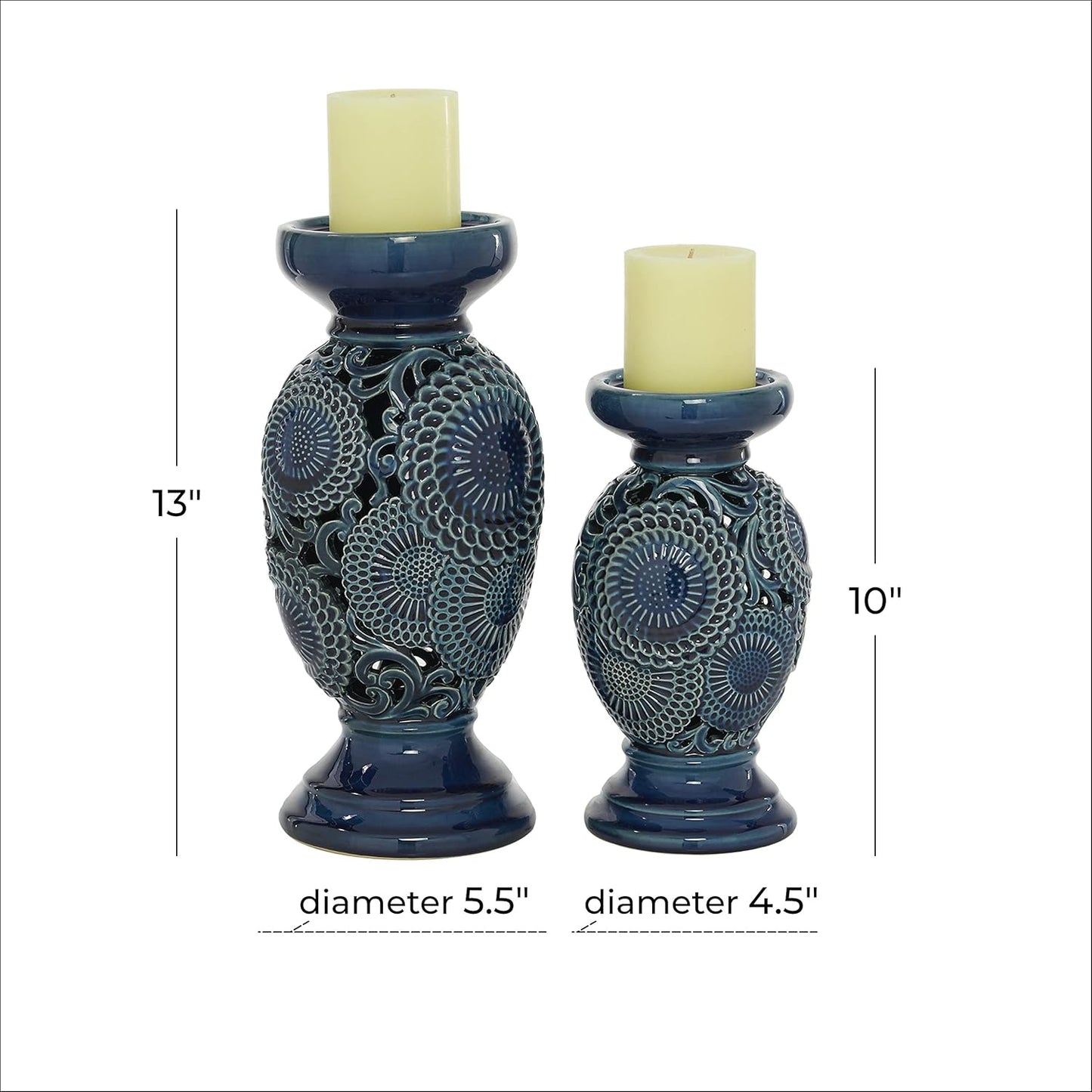 Deco 79 Metal Abstract Decorative Candle Holder Mushroom Inspired Candle Stand, Set of 2 Candlestick Holder 11", 14"H, Gold