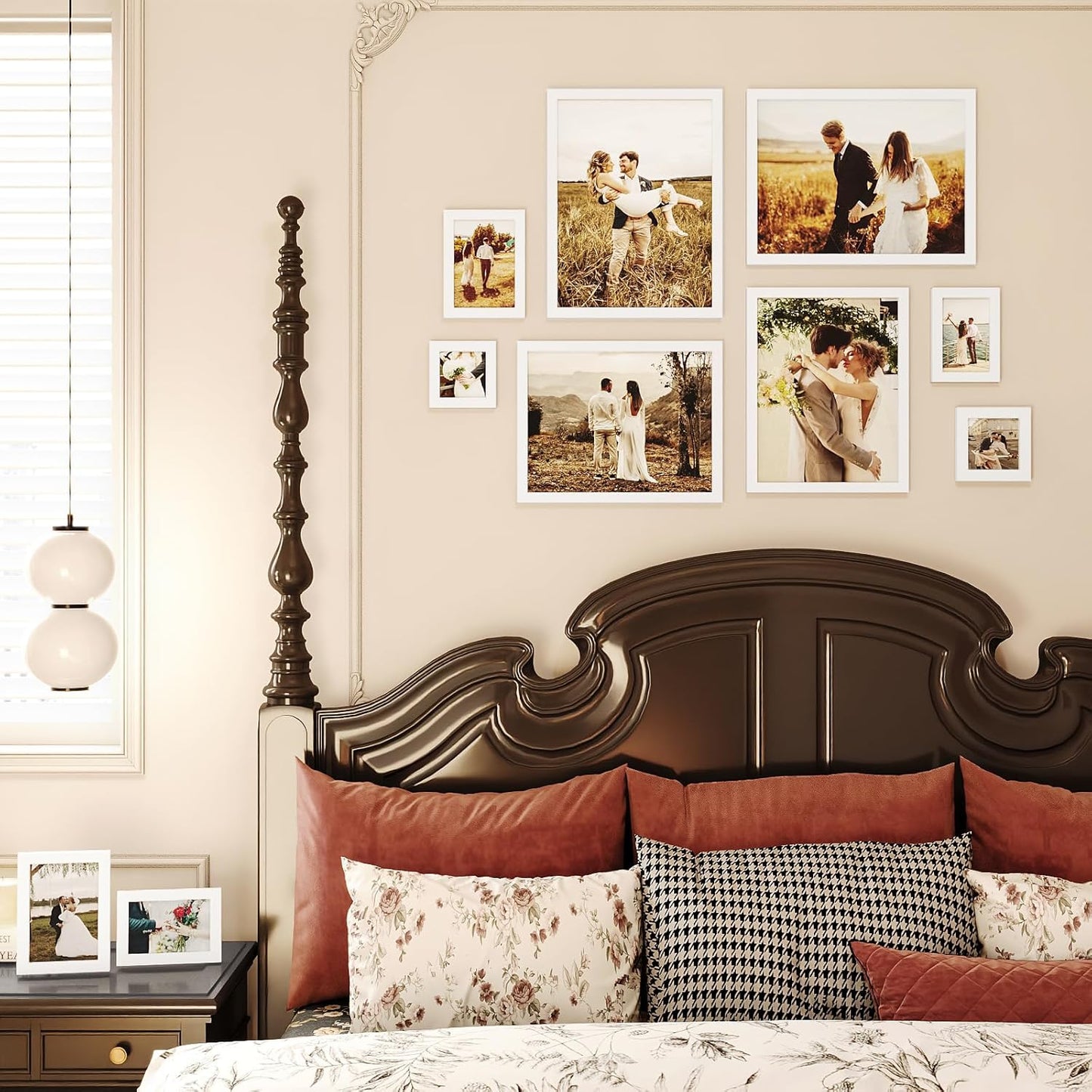 Egofine Picture Frame Set 12 Pack, Picture Frames Collage Wall Decor with Two 11x14, Two 8x10, Four 5x7, Four 4x6 for Wall and Tabletop, Made of Solid Wood, Covered by Plexiglass, Natural Wood