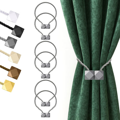 Hion Magnetic Curtain Tiebacks Black 2pcs, Curtain Tiebacks Buckles Holdbacks Holders Hooks Clip for Home Outdoor Bedroom Office Decorative Curtain