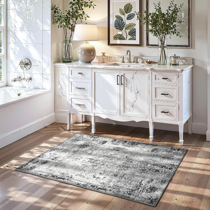 Ompaa 2x6 Rug Runners for Hallways Kitchen Runner Rug Non Slip Washable Grey Long Runner Rugs with Rubber Backing Soft Abstract Carpet Runner for Hallways, Kitchen, Bedroom, Bathroom, Entryway - Colors A