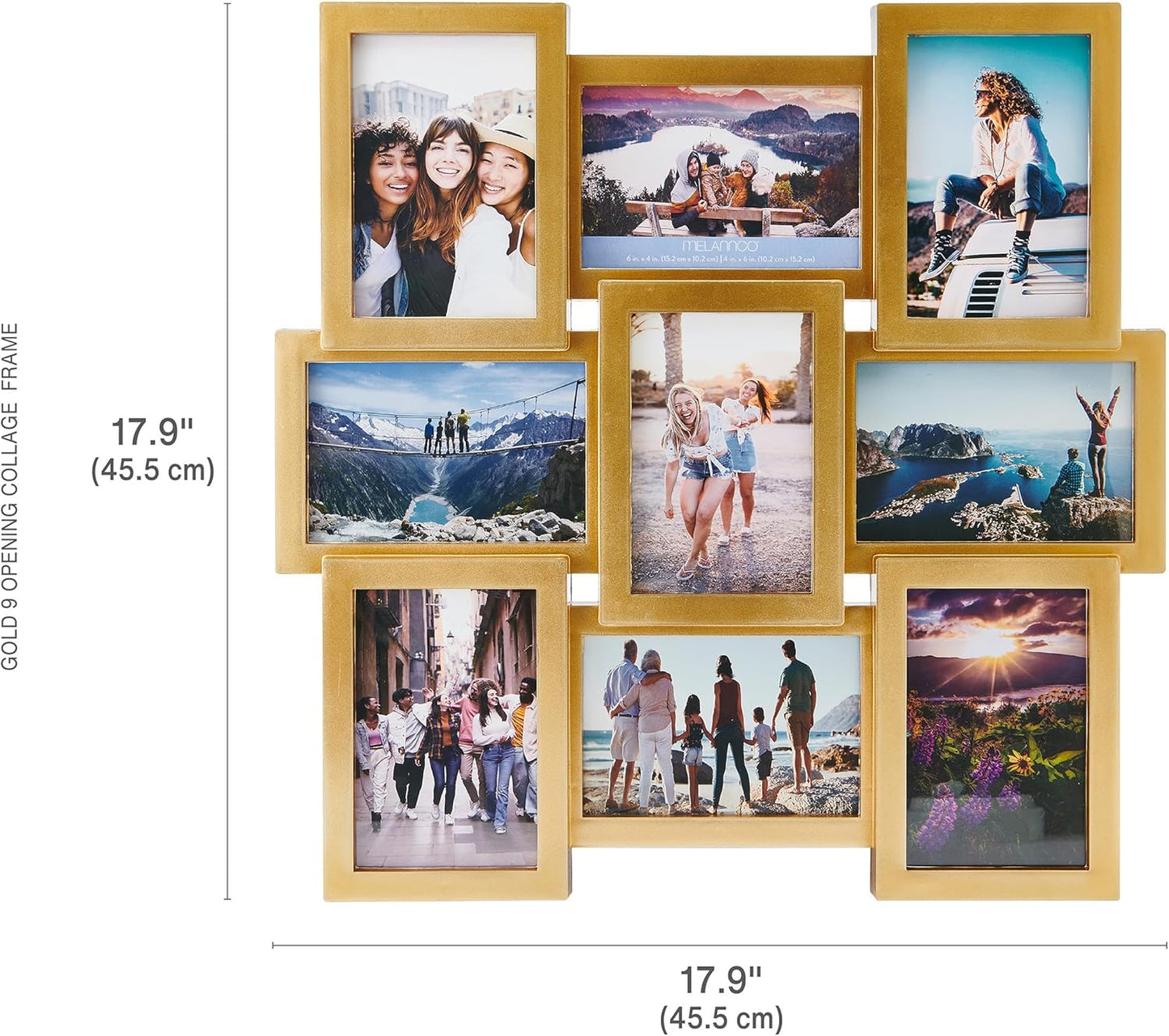MELANNCO Collage Picture Frame for Wall, Holds 12 Photos - Six 4x6 and Six 6x4 Images, 18x23 Inch Black Plastic Frame, Hang Horizontal or Vertical, Gallery Wall Decor