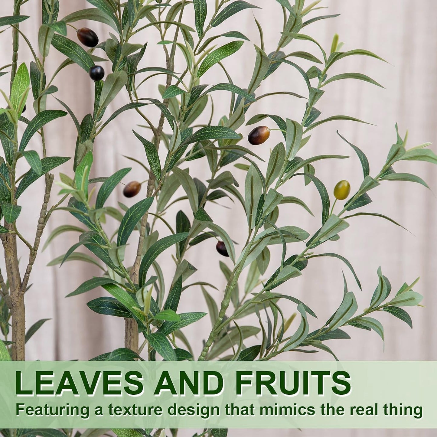 Artificial Olive Tree 6FT Tall Faux Olive Tree Artificial Indoor with Natural Wood Trunk and Lifelike Fruits Realistic Black Potted Interior for Home Office Living Room Decor