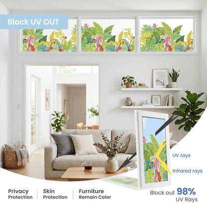 ADD.HERES Window Privacy Film,Colorful Floral Window Stickers,Removable DIY Bouquet Static Clings, Decals for Home School Office Party Supplies, Wildflower Reverie‌, 17.5 x 78.7 in