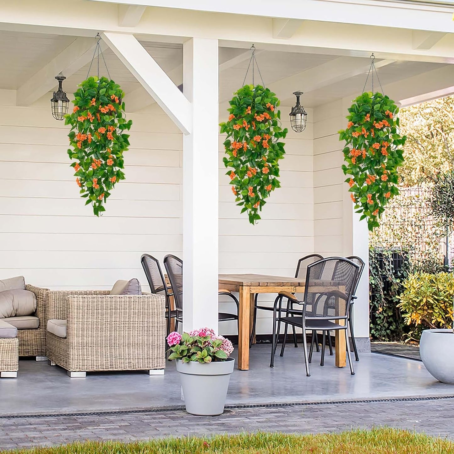 BLEUM CADE Fake Hanging Plants, 2pcs Artificial Pothos Vines Greenery for Wall Home Living Room Office Indoor Outdoor Decor (No Baskets)