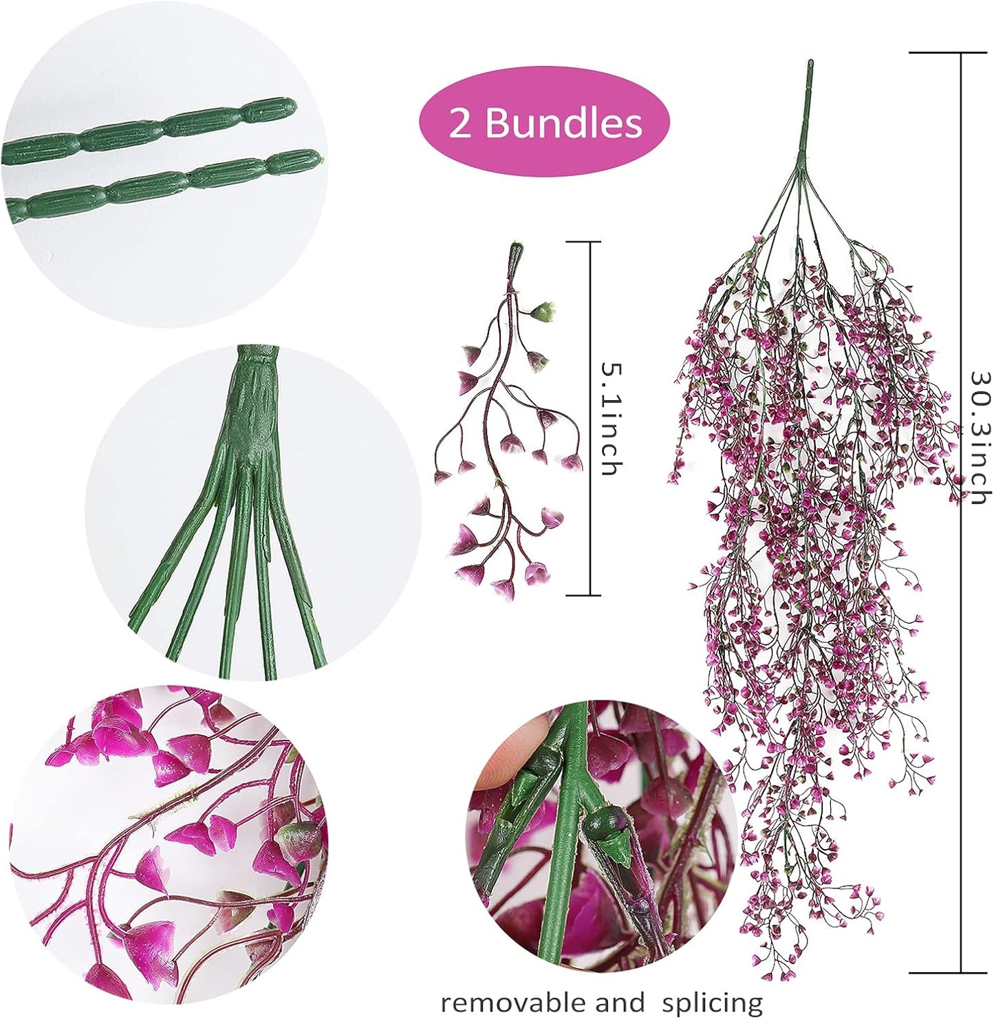 RECUTMS Fake Hanging Plants Artificial Ferns for Outdoor Hanging Faux Plants Vine Ivy Faux Fern Hanging Vines Wall Plants for Home Garden Party Wedding Decor (White 4P)
