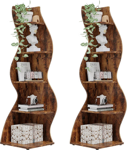 Tribesigns Corner Shelf, Modern 5-Tier Wall Corner Bookshelf, Stylish Corner Small Bookcase Storage Rack Plant Stand with Unique Shape for Living Room, Home Office (White, 1PC)
