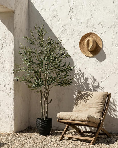 KOL 5.2ft Artificial Olive Tree Indoor, Tall Faux Olive Trees, Fake Olive Tree Floor Plant for Home Office Living Room Decor with Matte Black Pot
