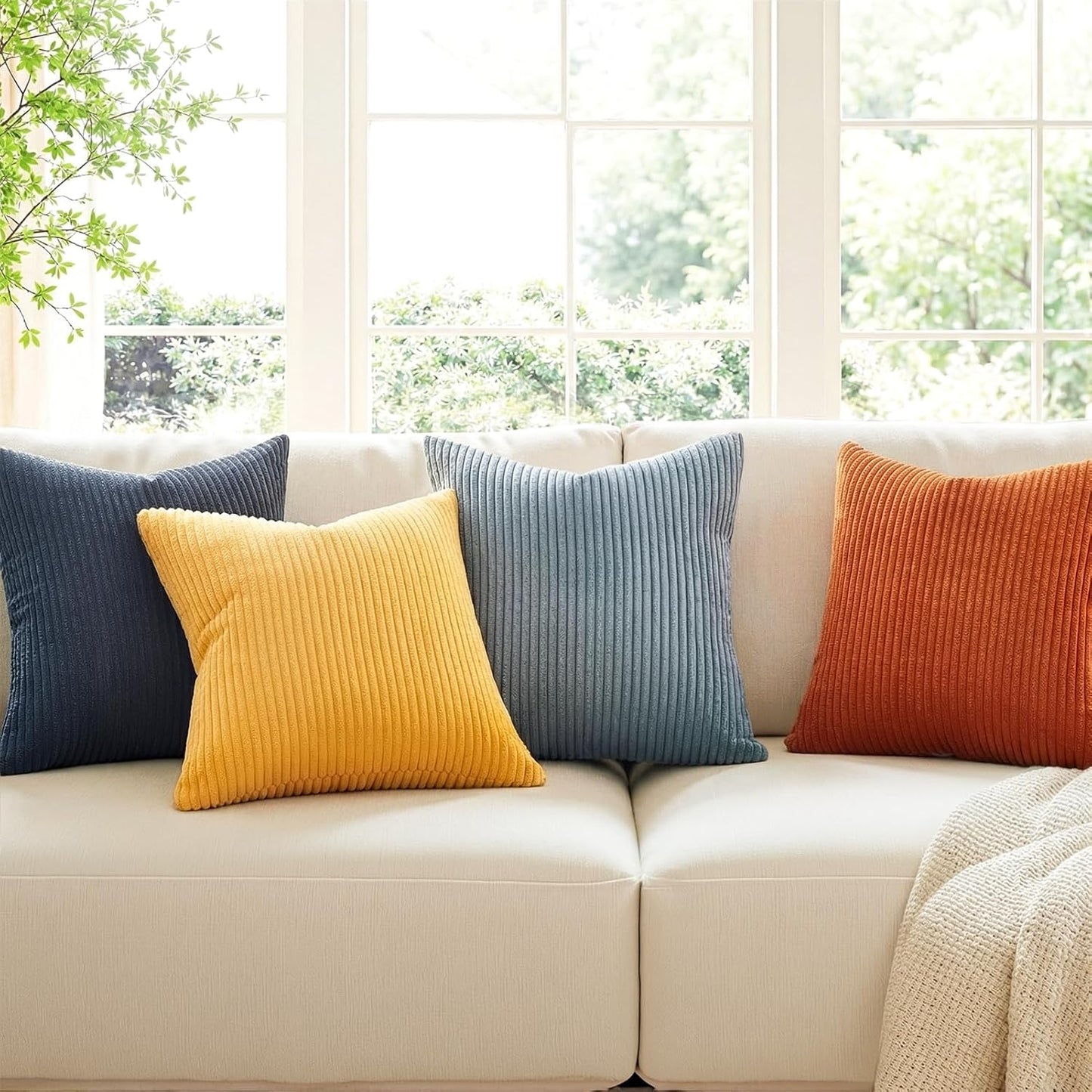 Topfinel Decorative Throw Pillow Covers Cushion Cases, Set of 4 Soft Velvet Modern Double-Sided Designs, Mix and Match for Boho Farmhouse Fall Home Decor (18x18 inch, Orange/Teal)