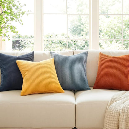 Topfinel Decorative Throw Pillow Covers Cushion Cases, Set of 4 Soft Velvet Modern Double-Sided Designs, Mix and Match for Boho Farmhouse Fall Home Decor (18x18 inch, Orange/Teal)
