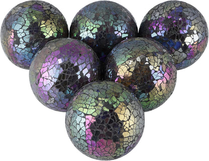MDLUU 6 Pcs Mosaic Sphere Balls-Diameter 3 in, Decorative Orbs, Centerpiece Balls for Bowls, Vases, Dining Table Decor, Turquoise Blue