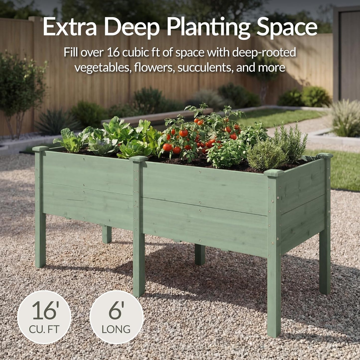 Best Choice Products 72x24x30in Raised Garden Bed, Elevated Wood Planter Box Stand for Backyard, Patio, Balcony w/Divider Panel, 6 Legs, 300lb Capacity - Natural
