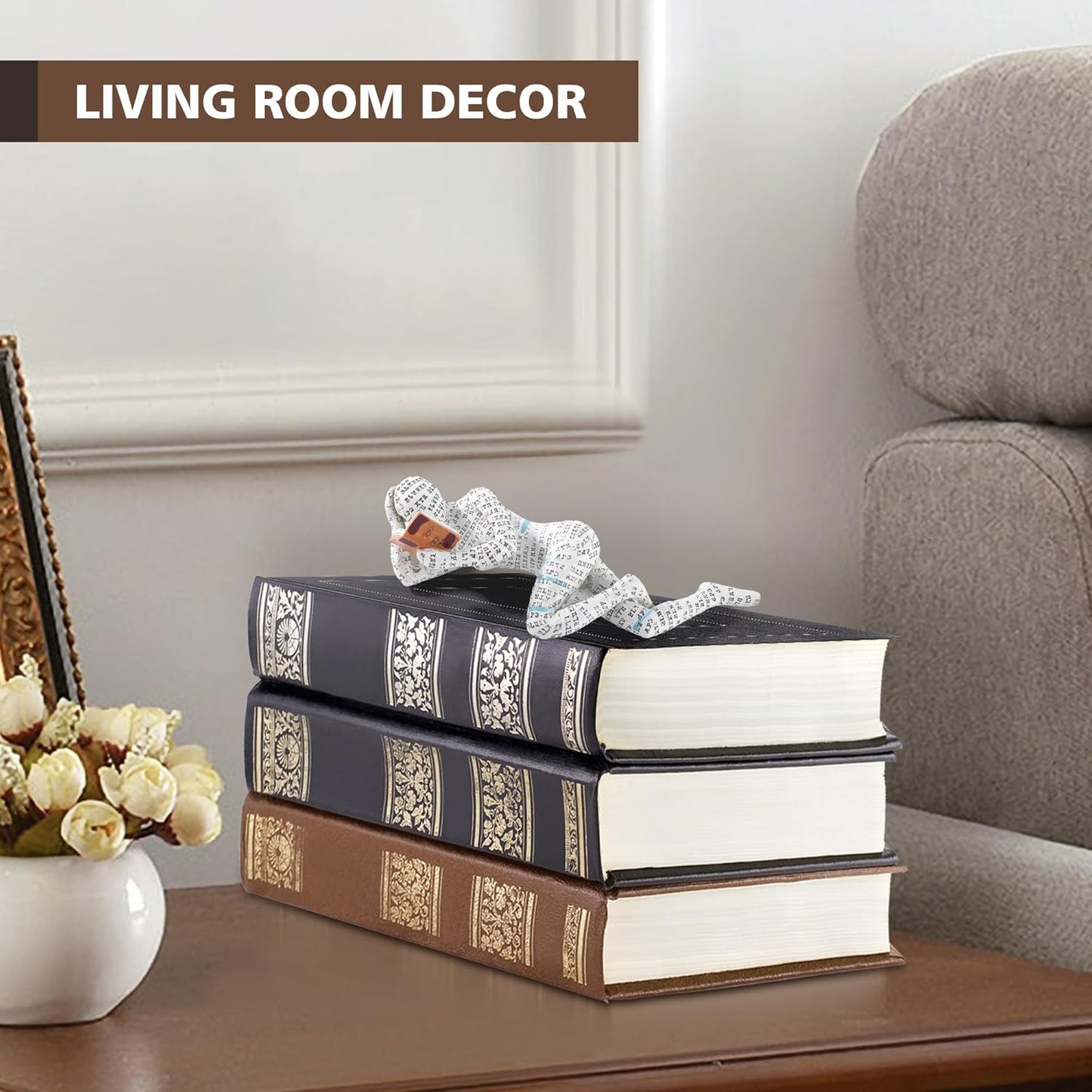 GRAPMKTG Home Decor Pulp Reading Women Thinker Statue Aesthetic Sculpture Room Decor Modern Abstract Decoration on Shelf Table Desk for Living Room Office Bedroom A
