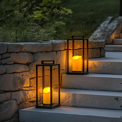Homemory 6"x3" Outdoor Waterproof Flameless Candles, LED Candles, Battery Operated Candles with Remote and Timers, Electric Fake Plastic Pillar Candles, Ivory White, Set of 2