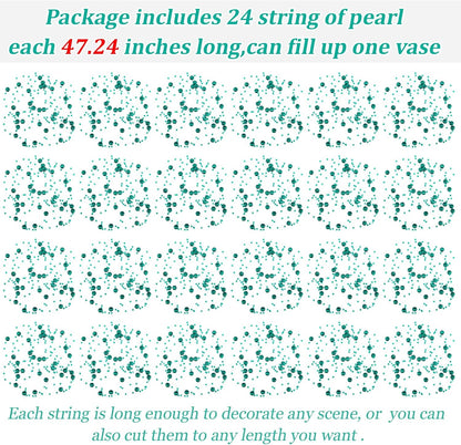 Tondiamo 24 Pcs Artificial Pearl String for Floating Candle Faux Pearls Beads String Garland Centerpiece Decoration for Vases Filler Wedding Spring Holiday Party Decor(Gold)
