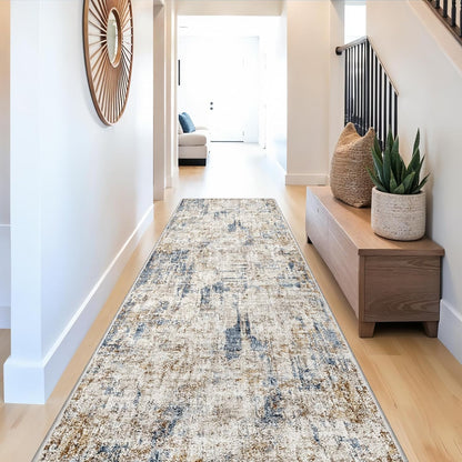 2x3 Washable Non-Slip Area Rug - Soft Low Pile Throw Rug for Kitchen Entryway Bedroom - Modern Indoor Door Mat with Rubber Backing (Beige Grey) - Colors B