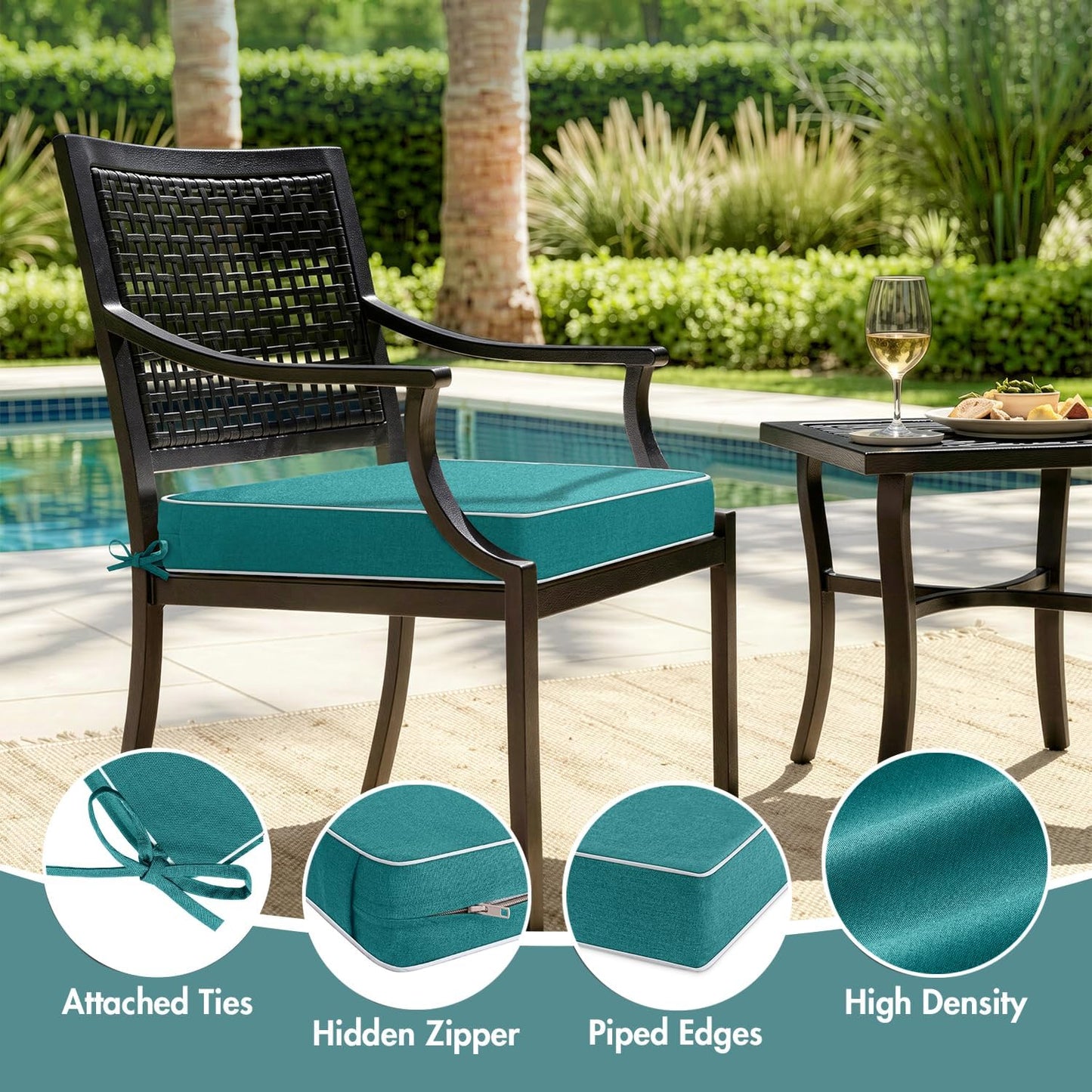 MIULEE Beige Outdoor Bench Cushion Set of 1, 48x18x3 Inch Waterproof Patio Seat Cushions for Swing and Outdoor Furniture Couch Sofa, 3 Year Color Fastness High Density Foam with Adjustable Ties