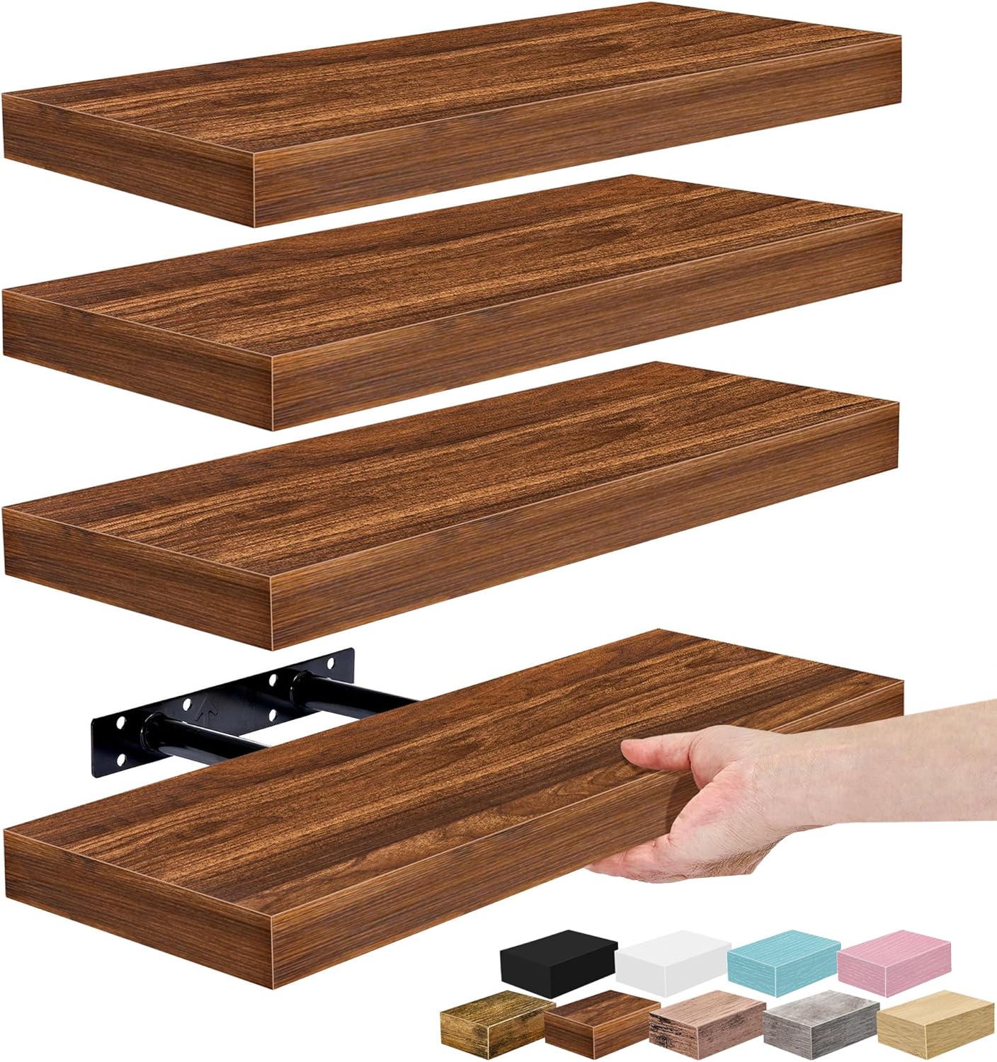 Sorbus Floating Shelves for Wall – 16 Inch Floating Shelf for Kitchen, Bedroom, Living Room, Bathroom, Home & Wall Decor - Mounted Bathroom Shelves with Invisible Brackets (Maple Wood, 2 Pack)