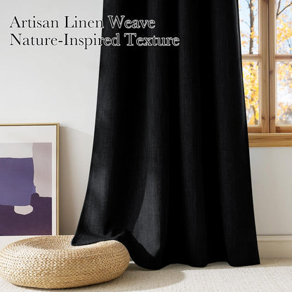 NICETOWN Halloween Pitch Black Solid Thermal Insulated Grommet Blackout Curtains/Drapes for Bedroom Window (2 Panels, 42 inches Wide by 63 inches Long, Black) - Colors E
