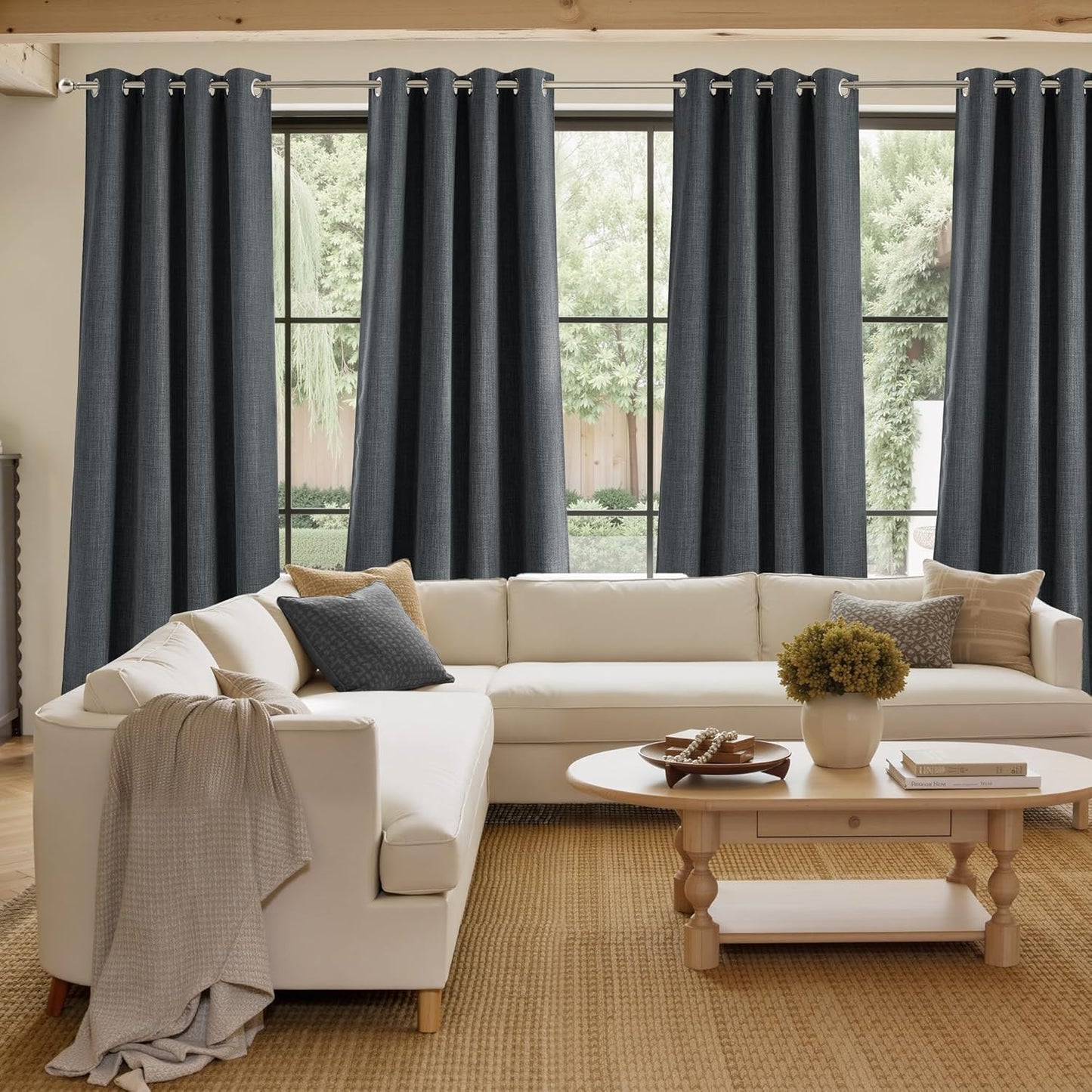 NICETOWN Halloween Pitch Black Solid Thermal Insulated Grommet Blackout Curtains/Drapes for Bedroom Window (2 Panels, 42 inches Wide by 63 inches Long, Black) - Colors E