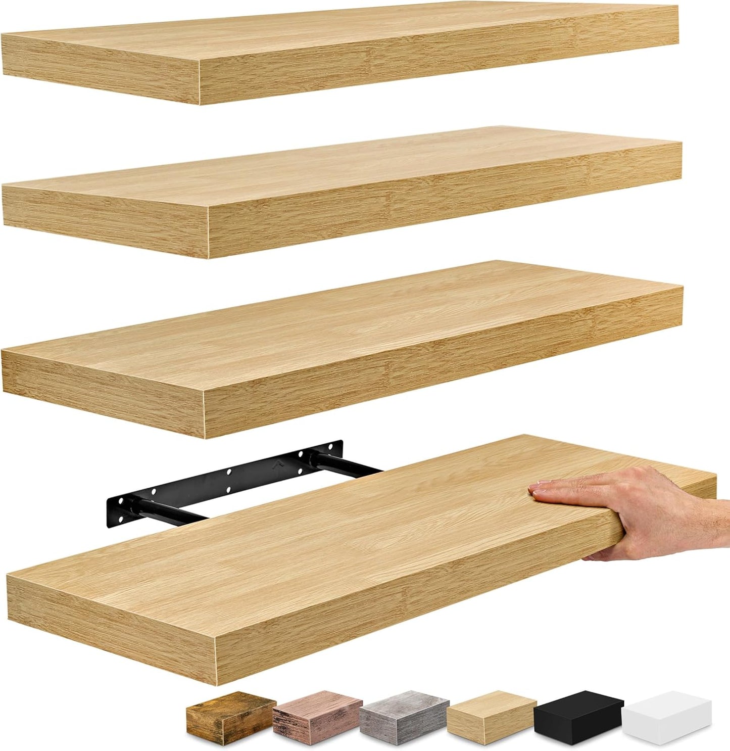 Sorbus Floating Shelves for Wall - 24" Bathroom Shelves, Wall Decor for Bedroom, Kitchen, Living Room, Home Decor & Book Storage - Mounted Floating Shelf with Invisible Brackets (White, 2 Pack)