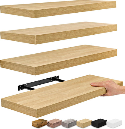 Sorbus Floating Shelves for Wall - 24" Bathroom Shelves, Wall Decor for Bedroom, Kitchen, Living Room, Home Decor & Book Storage - Mounted Floating Shelf with Invisible Brackets (White, 2 Pack)