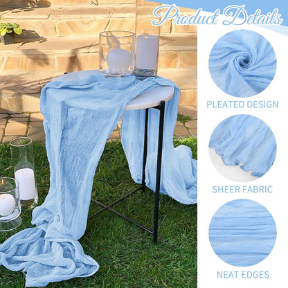 10 Pack Beige Cheesecloth Table Runner 17x108 Inch Boho Gauze Cheese Cloth Table Runners for Wedding Party Baby Shower Birthday Home Decor