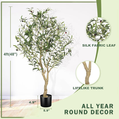 LYERSE Olive Trees Artificial Indoor - Faux Olive Tree 7ft with Large Olive Branches and Lifelike Fruits - Fake Olive Tree for Modern Home Office House Living Room Decor