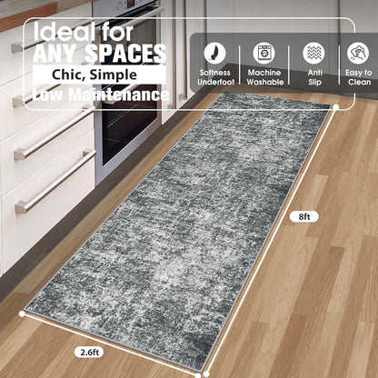 8x10 Area Rugs for Living Room Rug Washable: Abstract Large Rug for Dining Room Bedroom Carpet Non Slip 8 by 10 Indoor Modern Nursery Home Office Blue Grey