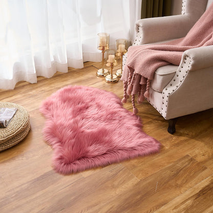 EasyJoy Ultra Soft Fluffy/Fuzzy Shaggy Area Rug Faux Fur Chair Cover Seat Pad for Bedroom Floor Sofa Living Room (2 x 6 ft Sheepskin, Beige)