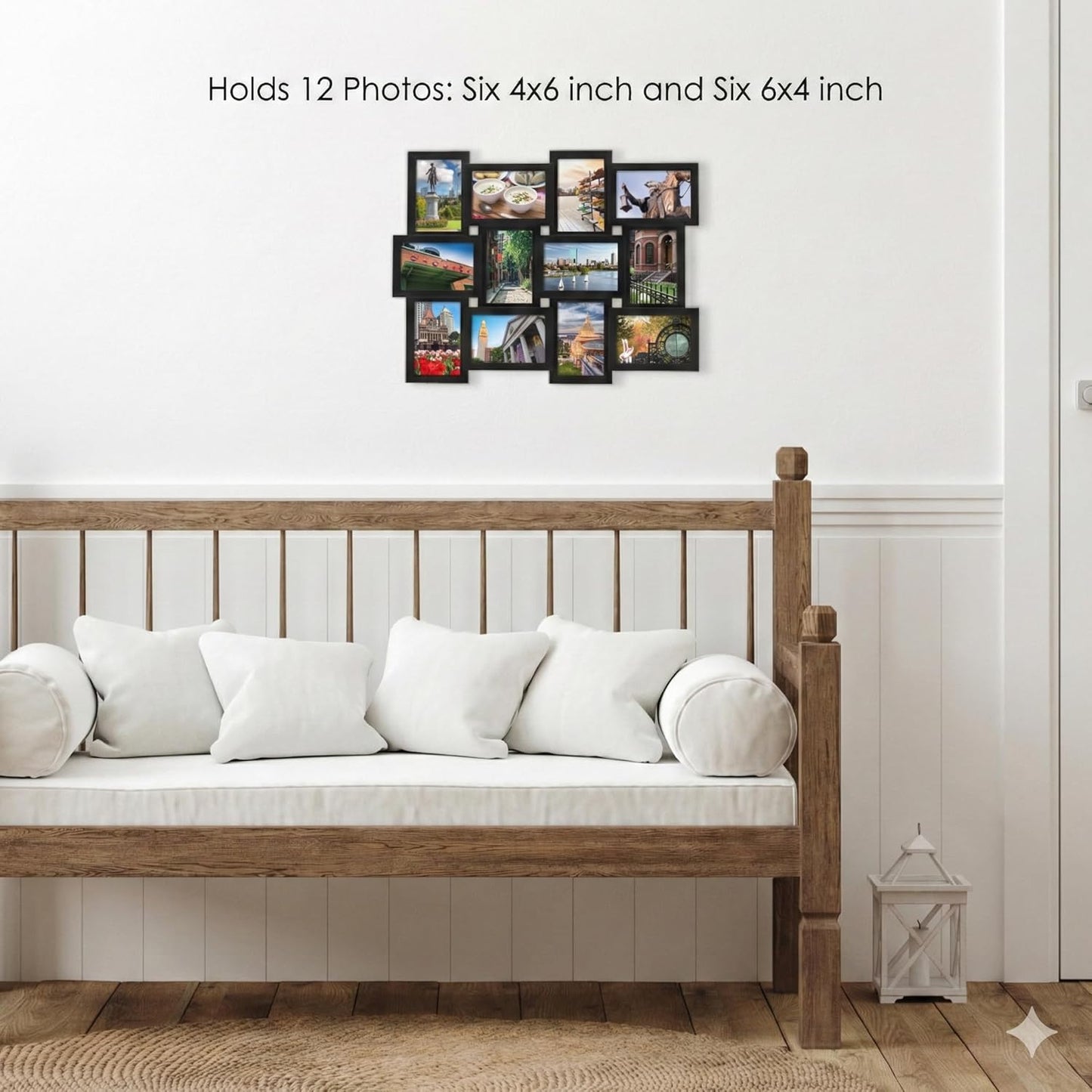 MELANNCO Collage Picture Frame for Wall, Holds 12 Photos - Six 4x6 and Six 6x4 Images, 18x23 Inch Black Plastic Frame, Hang Horizontal or Vertical, Gallery Wall Decor