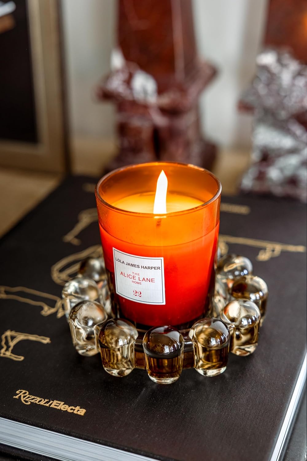 Alice Lane Original Bubble Candle Dish – Chic Smoky Glass Candle Dish for Home Decor – Decorative Modern Candle Holder for Small Candles & Diffusers