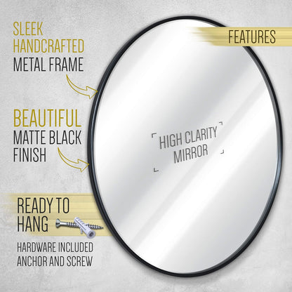 Gold Circle Wall Mirror 24 Inch Round Wall Mirror for Entryways, Washrooms, Living Rooms and More (Gold, 24")