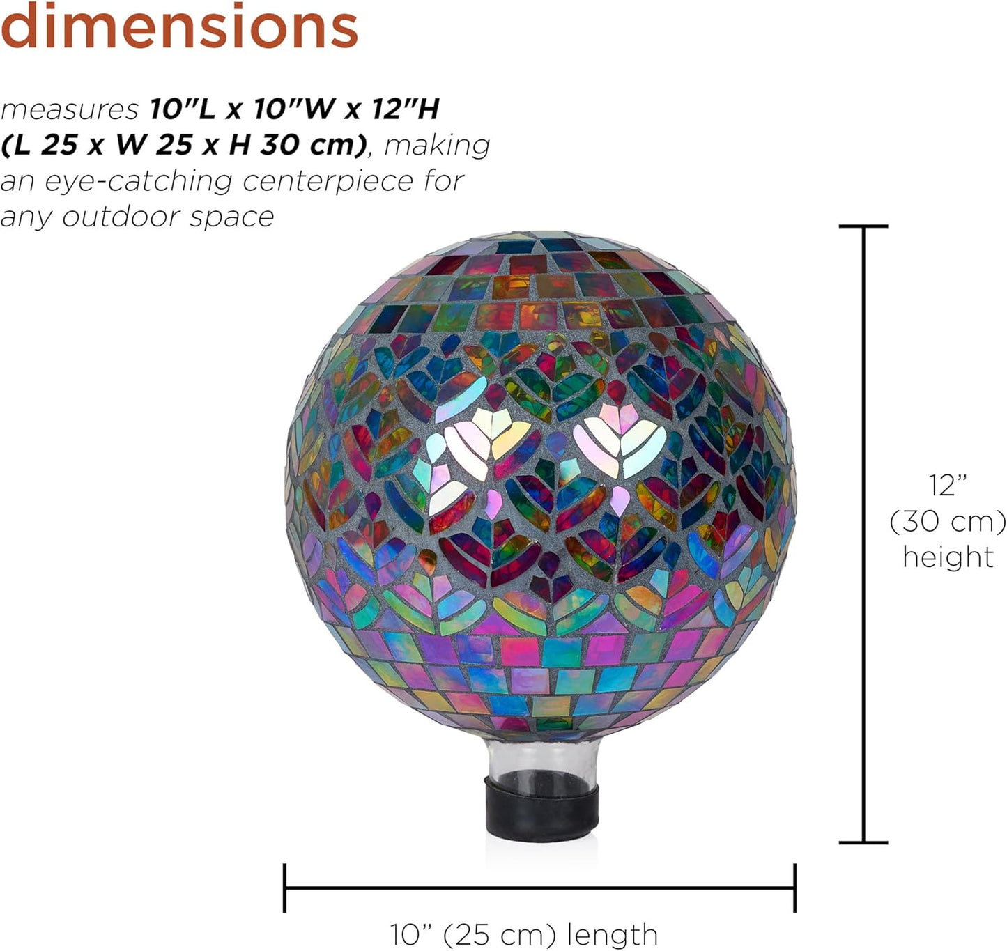 Alpine Corporation 10" Diameter Indoor/Outdoor Glass Mosaic Gazing Globe Yard Decoration, Purple Pearlized Petals Design