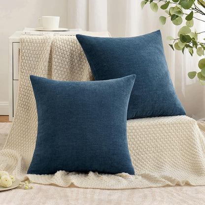 MIULEE Olive Green Couch Pillow Covers 18x18 Inch, Set of 2 Soft Chenille Decorative Square Throw Pillow Covers Farmhouse for Sofa Living Room Bed