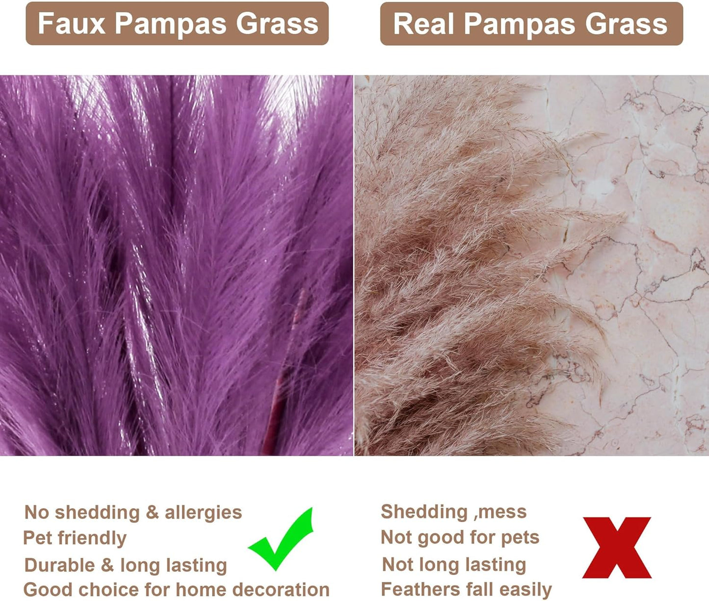 20Pcs Navy Blue Gradient and White Faux Pampas Grass Decor, 21.7"" Pompas Grass Flower Arrangement and Vase Filler for Boho Home Wedding Decoration, Black