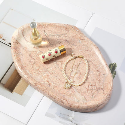 Koville Luxurious Natural Marble Vanity Tray, Cloud Shape Serving Stone Key Tray for Home Decor, 10" x 7" Marble Storage Trays for Bathroom, Stone Plate Holder for Perfume, Candle and Jewelry
