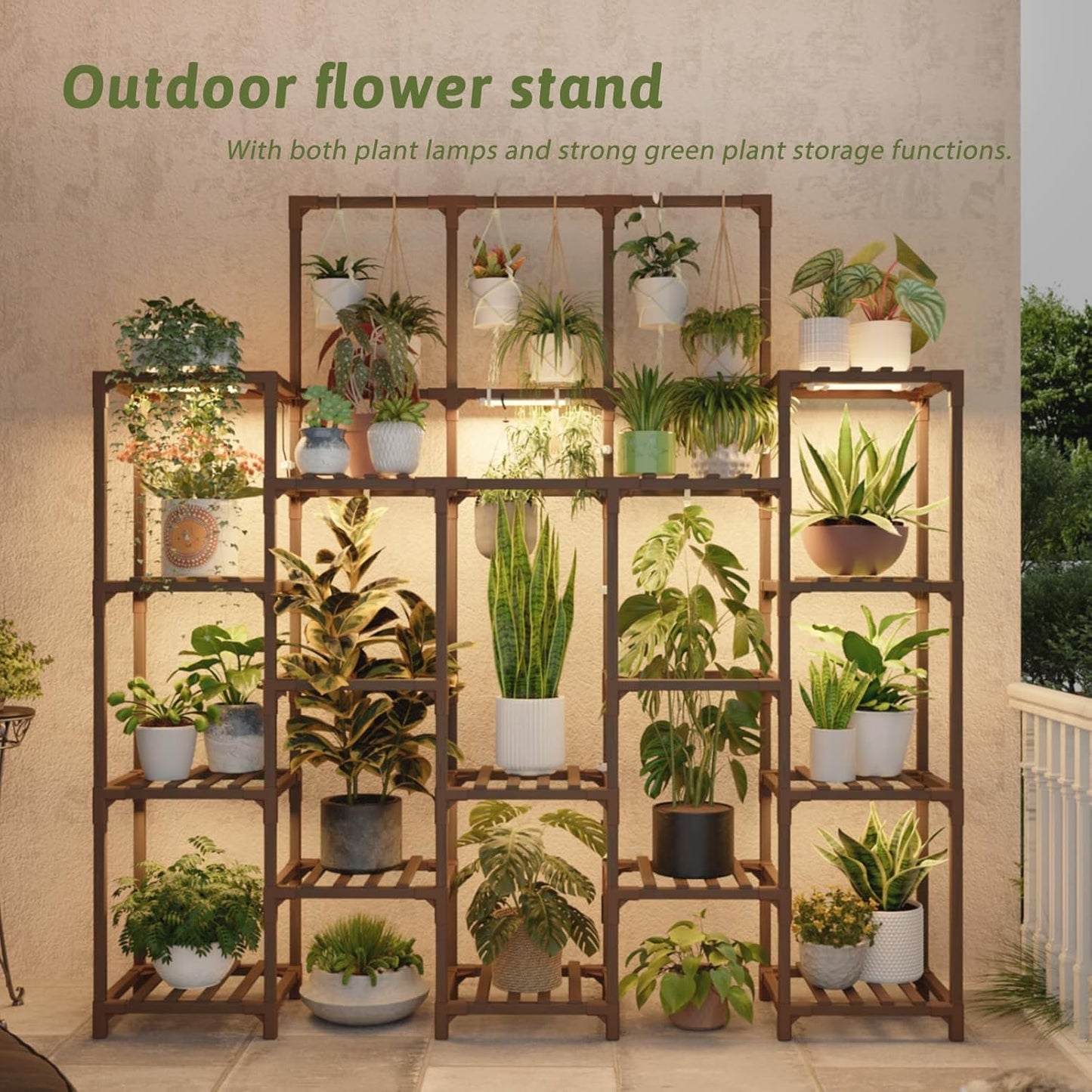 GENTINGBRO Plant Stand Indoor Outdoor 63" Tall Plant Shelf for Plants 14-Tier Large Plant Sheves for Living Room Heavy Duty Plant Rack Garden Balcony Patio Hanging Planter