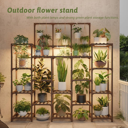 GENTINGBRO Plant Stand Indoor Outdoor 63" Tall Plant Shelf for Plants 14-Tier Large Plant Sheves for Living Room Heavy Duty Plant Rack Garden Balcony Patio Hanging Planter