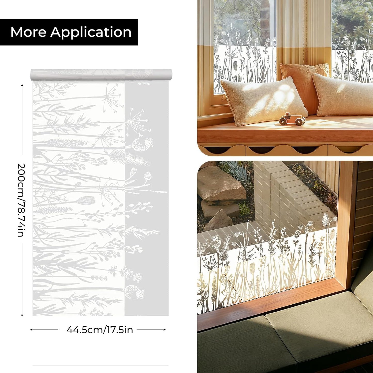 ADD.HERES Window Privacy Film,Colorful Floral Window Stickers,Removable DIY Bouquet Static Clings, Decals for Home School Office Party Supplies, Wildflower Reverie‌, 17.5 x 78.7 in