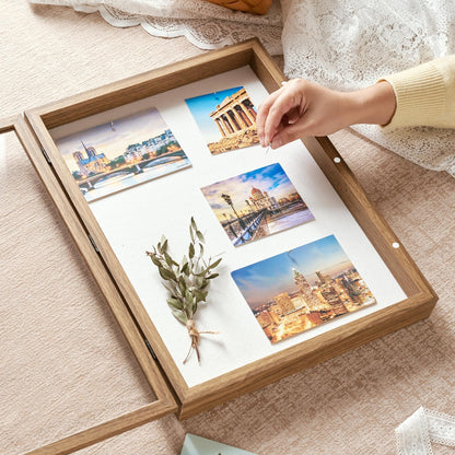 8x10 Deep Shadow Box Picture Frame Display Case with Linen Back and Stand,Real Glass Black Shadow Memory Box Frame 8x10 for Flower Baby Pet Wedding Photo Art Craft Memorial Wall Decor Gift