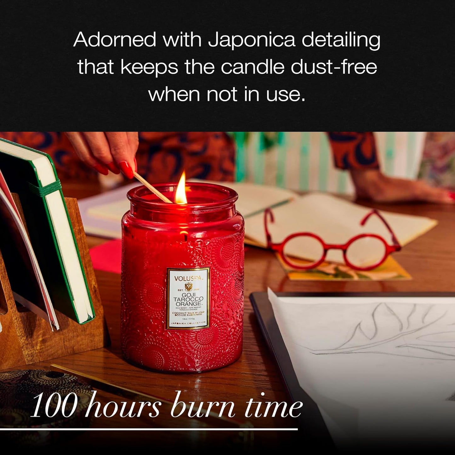 Voluspa Baltic Amber Candle, 18 oz, Coconut Wax Blend, Scented Candles for Home, 100 Hour Burn Time, Candle Jar
